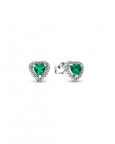 Pendientes de Botón Corazón Elevado Verde Pandora 298427C05