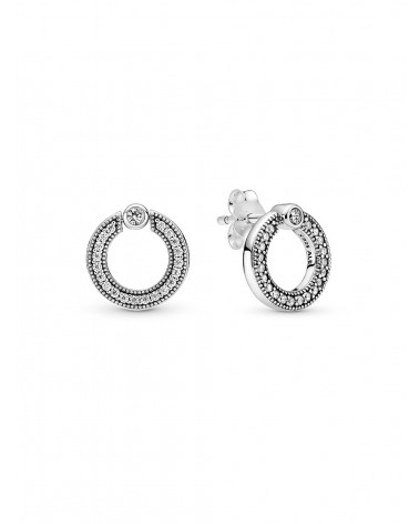 Pendientes de botón Reversibles Círculo en Pavé & Logo Pandora 299486C01