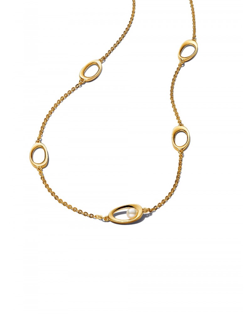 Collar Pandora Forma Orgánica y Perla Ovalada Cultivada de Agua Dulce 363883C01