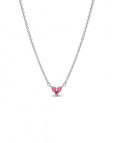 Collar Pandora Corazón Rosa Triple Gema 393014C02