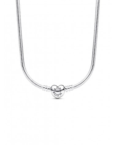 Collar Pandora de Cadena de Serpiente con Cierre de Corazón 393091C00