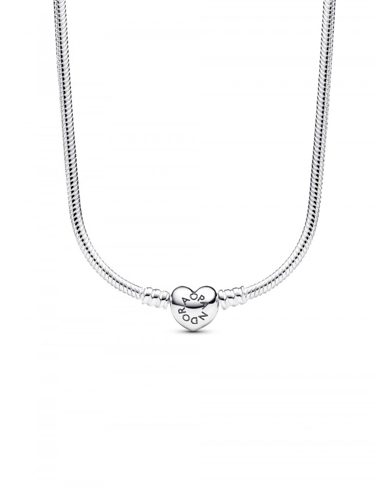 Collar Pandora de Cadena de Serpiente con Cierre de Corazón 393091C00
