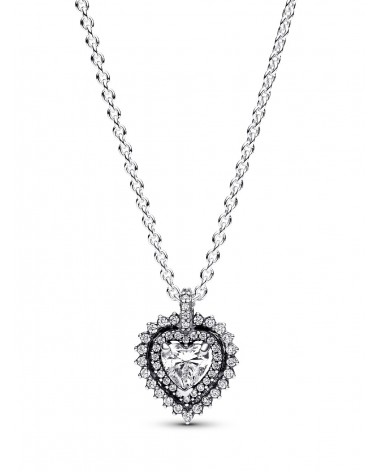 Collar Pandora con Colgante Halo y Corazón Brillantes 393099C01
