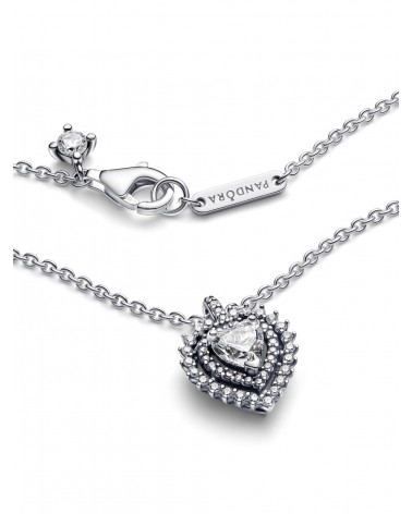 Collar Pandora con Colgante Halo y Corazón Brillantes 393099C01 - foto 3
