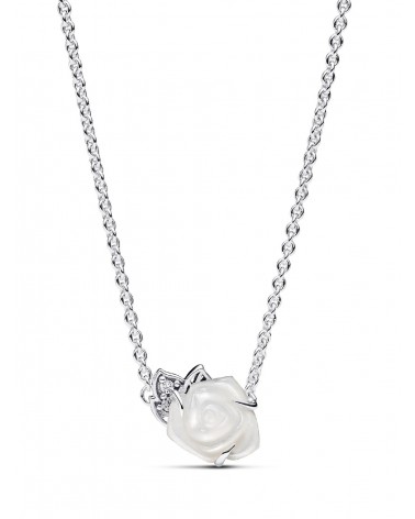 Collar Pandora Rosa Blanca Floreciendo 393206C01