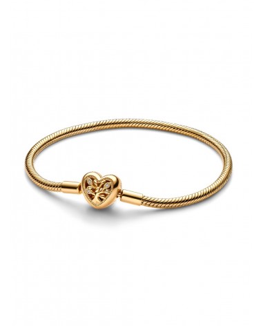Pulsera Pandora Moments Cadena de Serpiente con Cierre de Corazón Familiar 563516C01