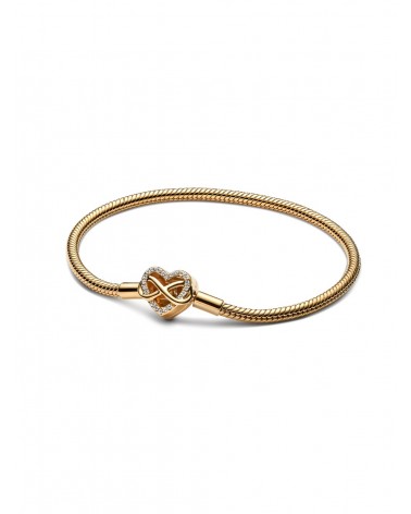 Pulsera Pandora de Cadena de Serpiente con Cierre de Corazón Infinito Brillante 563758C01