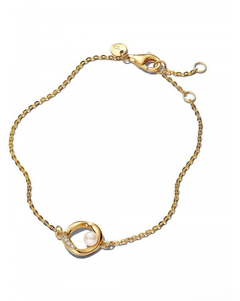 Pulsera Pandora Círculo Forma Orgánica en Pavé y Perla Cultivada de Agua Dulce Tratada 563830C01