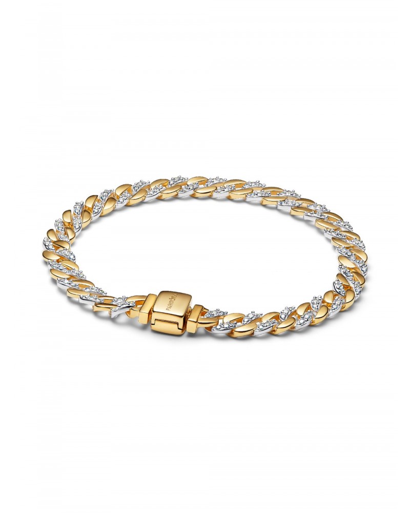 Pulsera Pandora de Cadena Cubana en Pavé Dos Tonos 564229C01