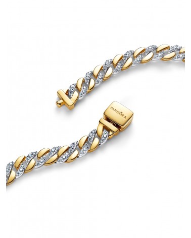 Pulsera Pandora de Cadena Cubana en Pavé Dos Tonos 564229C01 - foto 2