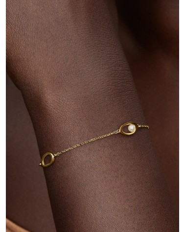Pulsera Pandora Ovalada Forma Orgánica en Pavé y Perla Cultivada de Agua Dulce Tratada 564677C01 - foto 2