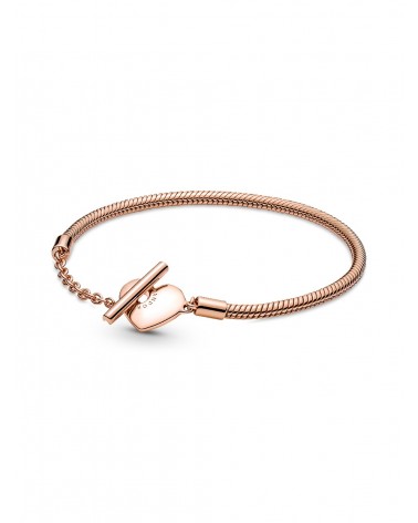 Pulsera Pandora Moments Cadena de Serpiente con cierre en T y Corazón 589285C00