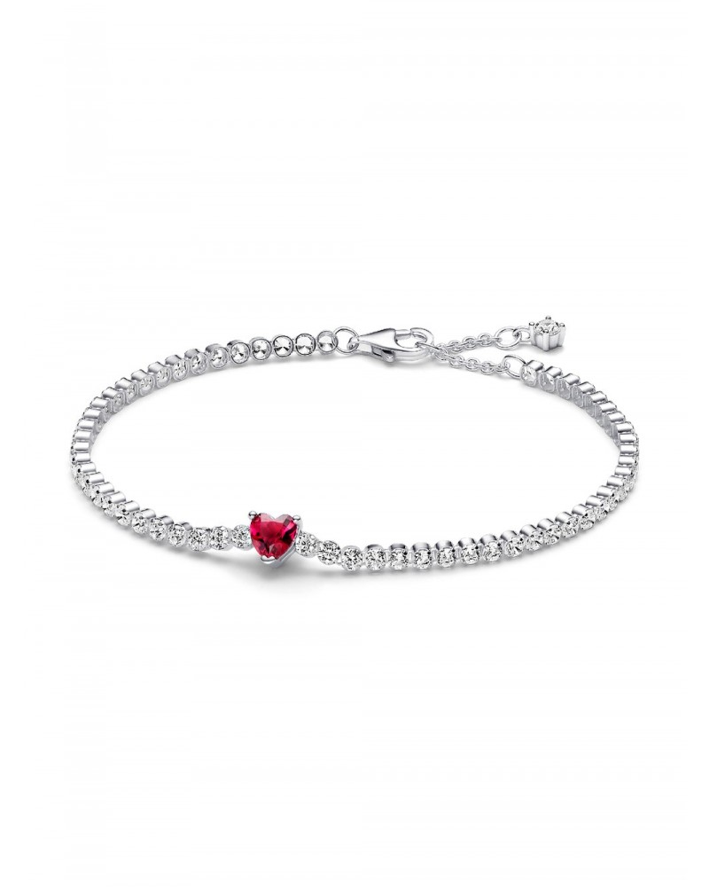 Pulsera Pandora de Tenis Corazón Brillante Rojo 590041C02