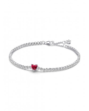 Pulsera Pandora de Tenis Corazón Brillante Rojo 590041C02