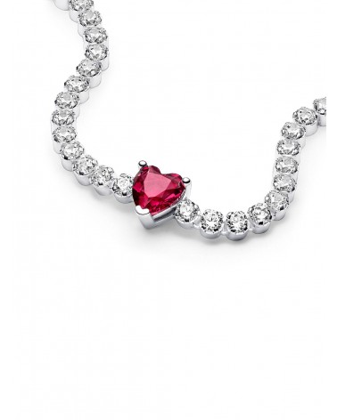 Pulsera Pandora de Tenis Corazón Brillante Rojo 590041C02 - foto 2