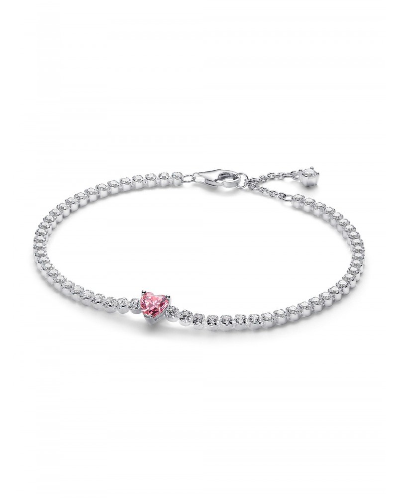 Pulsera Pandora de Tenis Corazón Brillante Rosa 590041C03