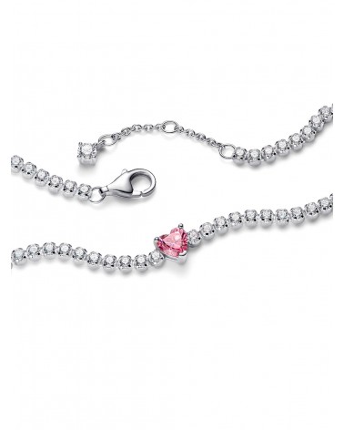 Pulsera Pandora de Tenis Corazón Brillante Rosa 590041C03 - foto 2