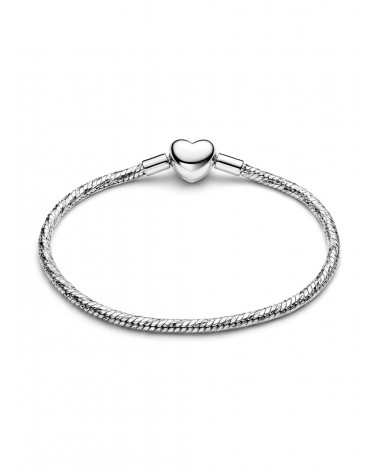 Pulsera Pandora de Cadena de Serpiente con Cierre Corazón Facetado Grabable 594236C00 - foto 2