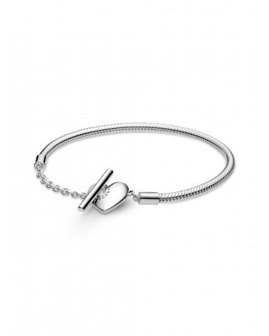 Pulsera Pandora de Cadena de Serpiente Barra en T y corazón 599285C00