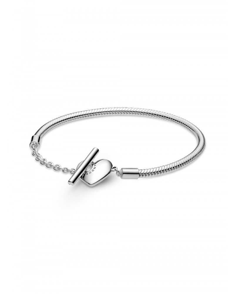 Pulsera Pandora de Cadena de Serpiente Barra en T y corazón 599285C00