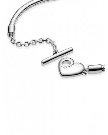 Pulsera Pandora de Cadena de Serpiente Barra en T y corazón 599285C00 - foto 2