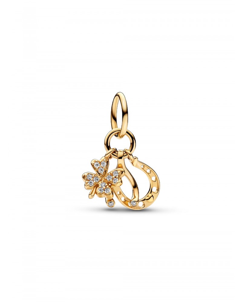 Charm Pandora colgante Trébol de la suerte, Hueso de los deseos y Herradura 752337C01