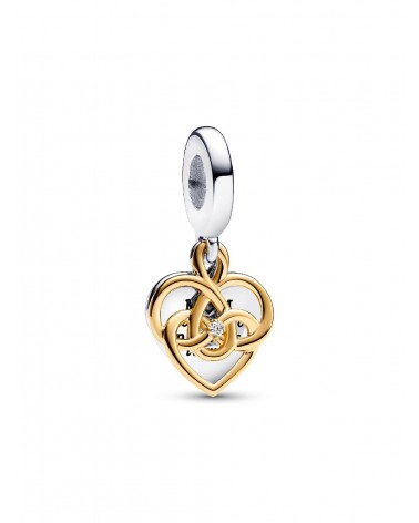 Charm Pandora Colgante Doble Grabable Mama con un Diamante Sintético Creado en Laboratorio 763237C01