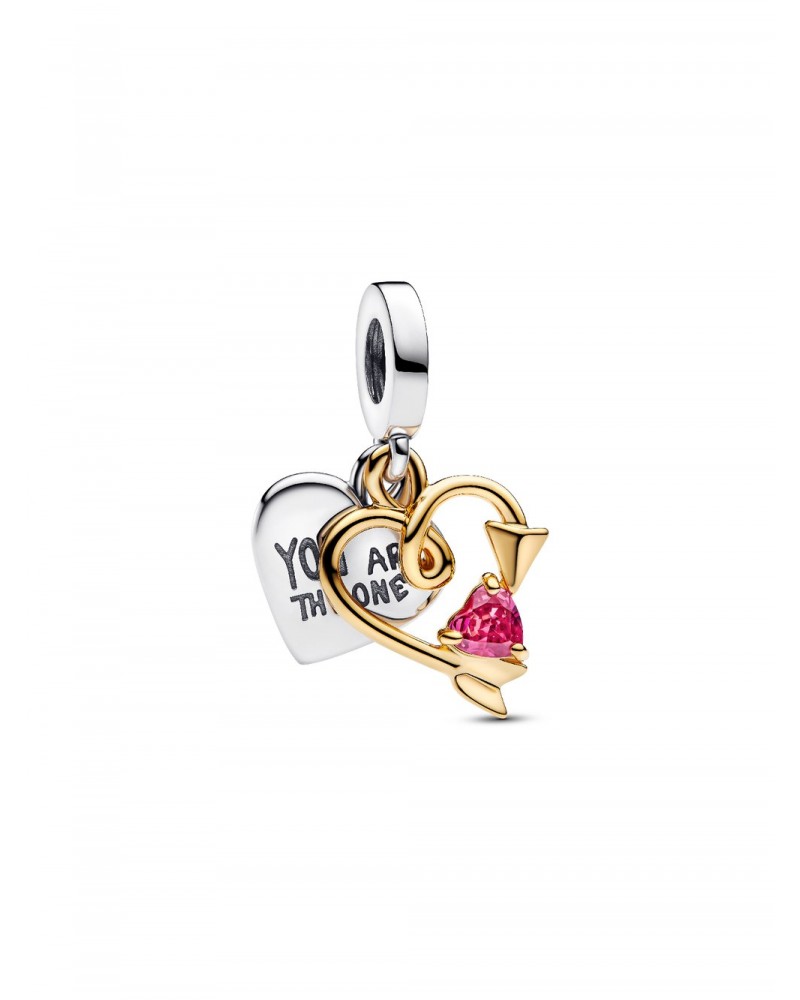Charm Pandora Colgante Doble Corazón Grabable y Flecha 763622C01