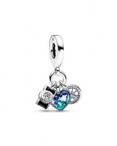 Charm Pandora Colgante Triple Cámara, Corazón y Brújula 792703C01