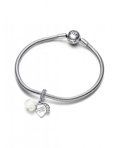 Charm Pandora Colgante Doble Rosa Blanca Floreciendo 793200C01 - foto 2