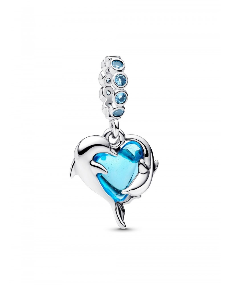Charm Pandora Colgante Delfines de Cristal de Murano Azul 793924C01
