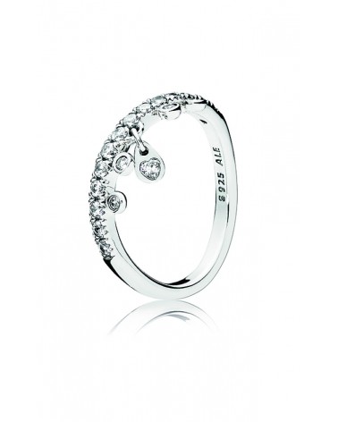 Anillo Pandora de plata en forma de corona ondulada 197108CZ