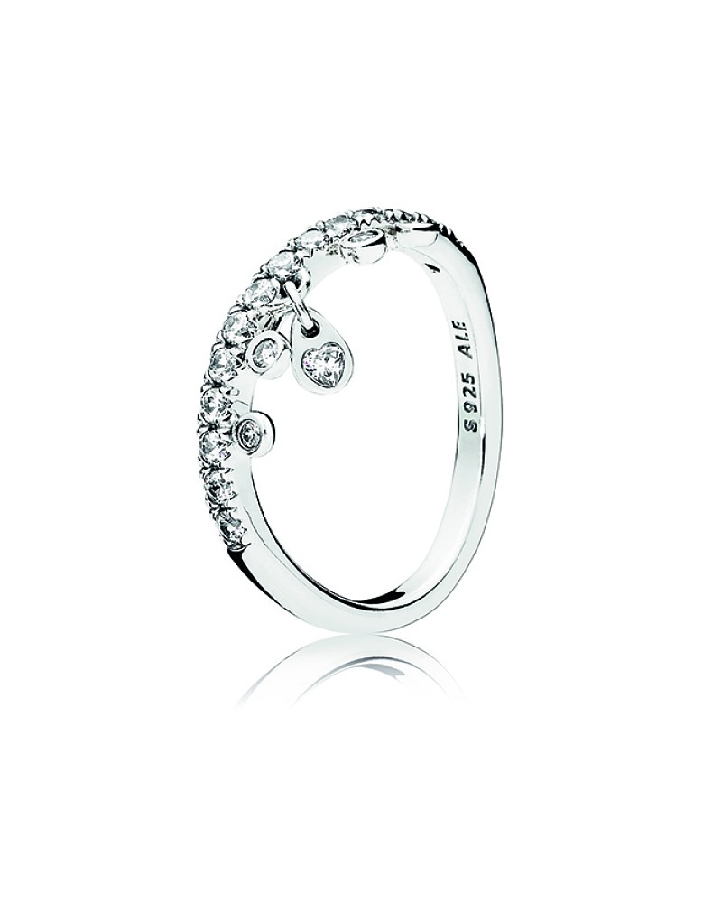 Anillo Pandora de plata en forma de corona ondulada 197108CZ
