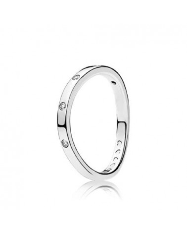 Anillo Pandora de plata ondulado con cinco circonitas 197113CZ