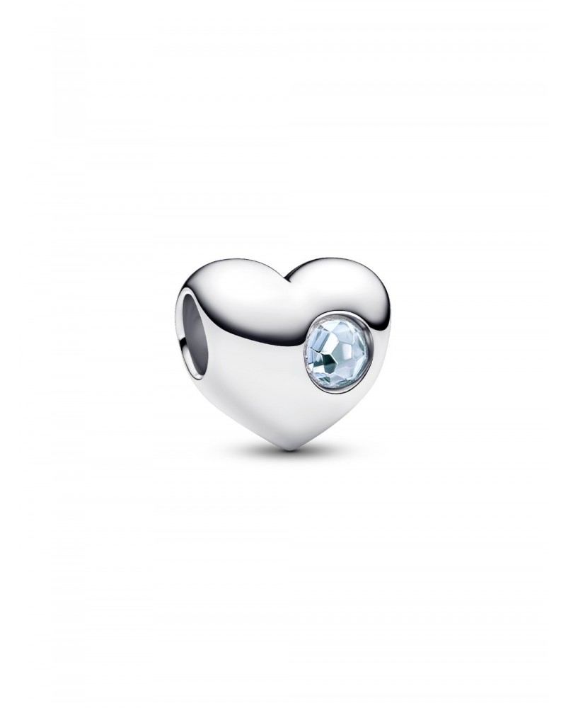 Charm Pandora Grabable Corazón Gema Azul Aguamarina 794161C03