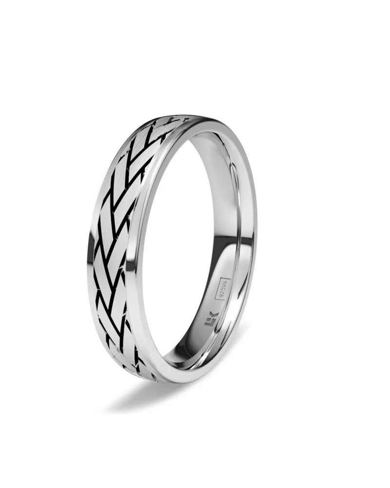 Alianza de boda plata 925 4 mm espiga grabada