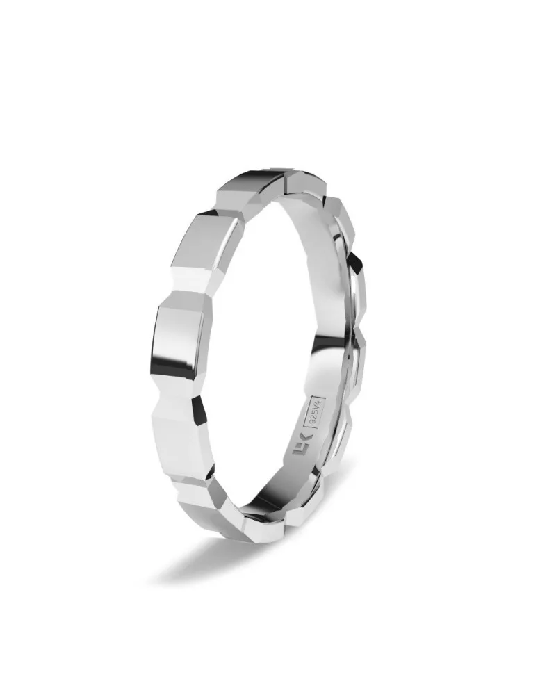 Alianza de boda plata 925 3 mm cubista en bloques