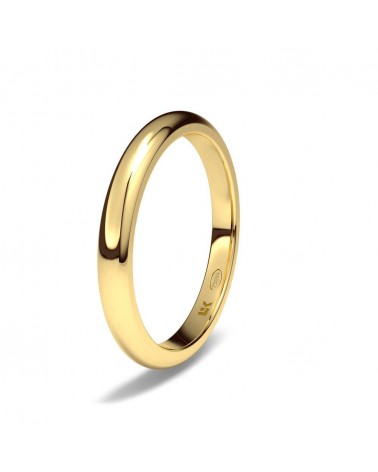 Alianza de boda oro amarillo 18k 2,5 mm media caña ligera