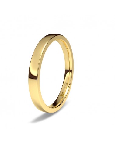 Alianza de boda oro amarillo 18k 2,5 mm plana ligera