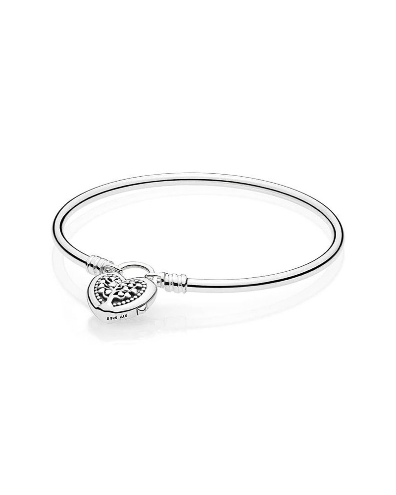 Pulsera rígida Pandora de plata con cierre corazón colgante 597101