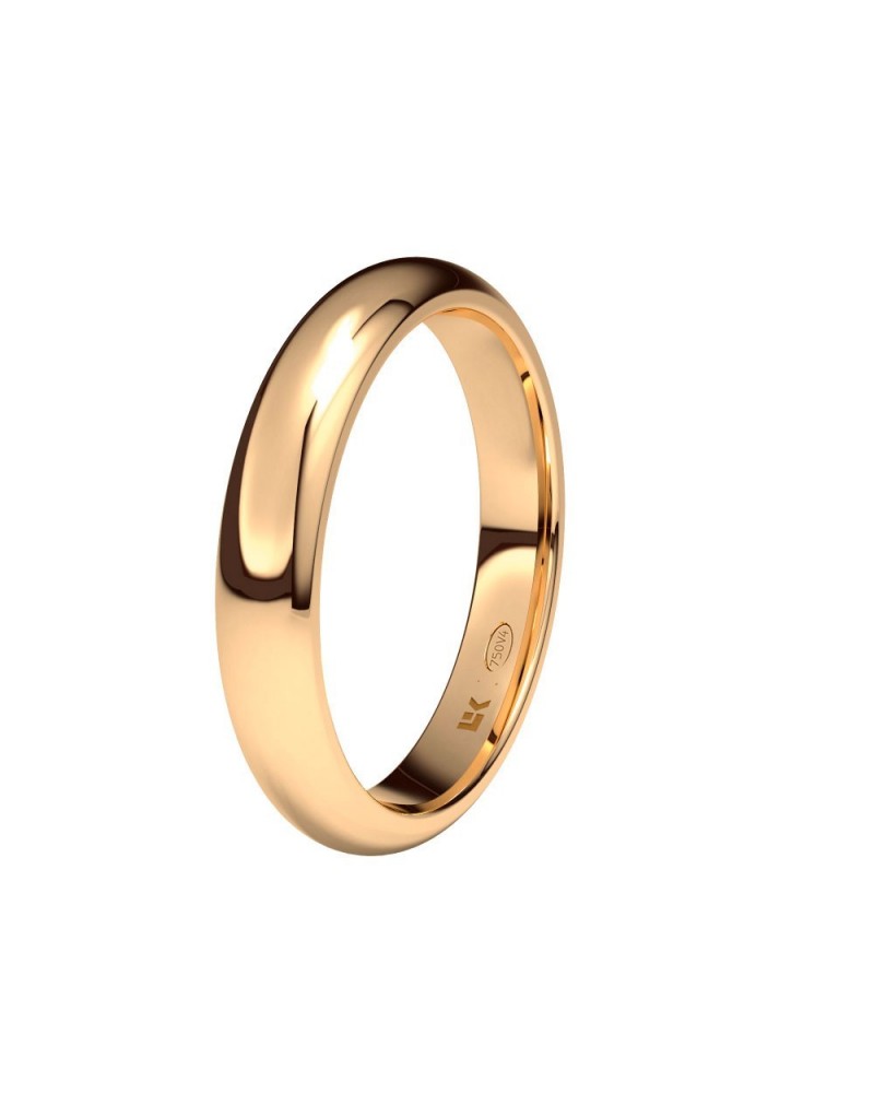 Alianza de boda oro rojo 18k 3,5 mm media caña ligera