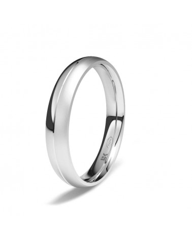 Alianza de boda oro blanco 18k 3,5 mm almendrada mate y brillo