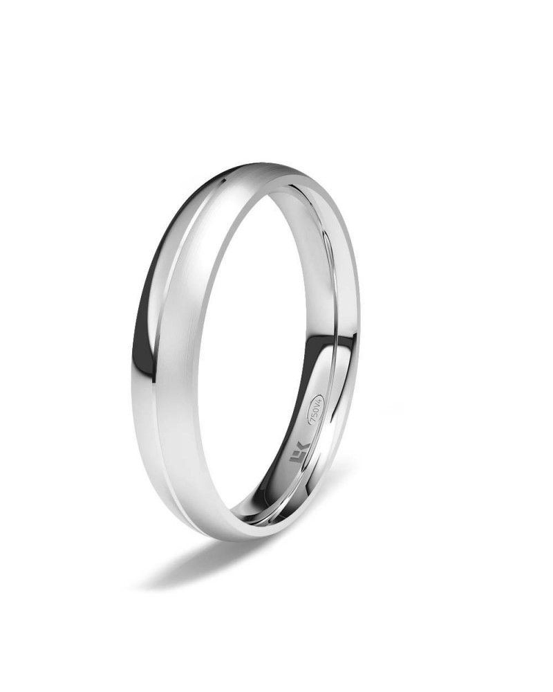 Alianza de boda oro blanco 18k 3,5 mm almendrada mate y brillo