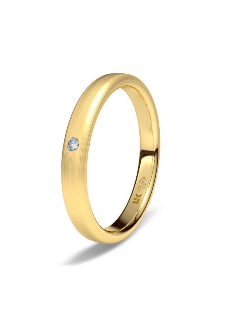 Alianza de boda oro amarillo 18k 3 mm ovalada con diamante
