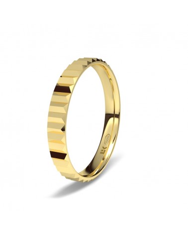 Alianza de boda oro amarillo 18k 3 mm cubista facetada