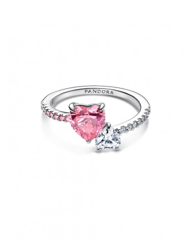 Anillo Pandora Brillante Doble Corazón Rosa y Transparente 191198C02 - foto 2