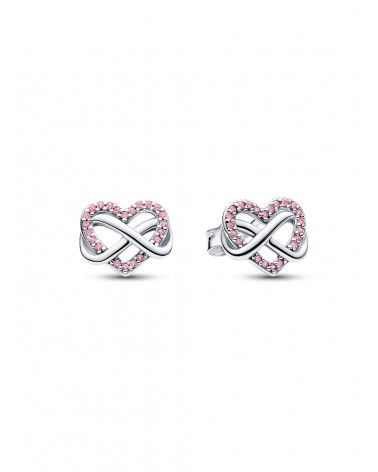 Pendientes de Botón Corazón Infinito Rosa Brillante Pandora 292667C02