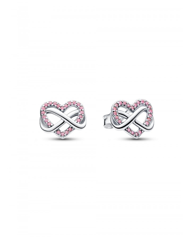 Pendientes de Botón Corazón Infinito Rosa Brillante Pandora 292667C02