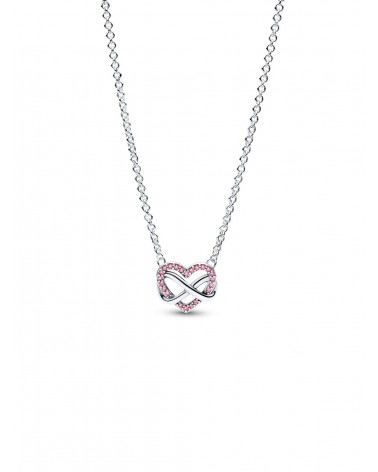 Collar Pandora Corazón Infinito Rosa Brillante 392666C02