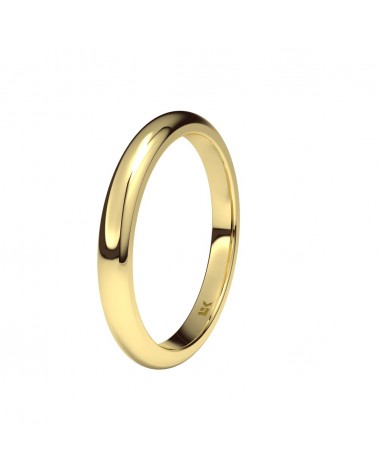 Alianza de boda oro amarillo 18k 2,5 mm media caña interior plano